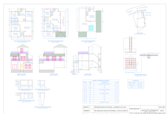 draw 2d floor plans with front, elevation and section views